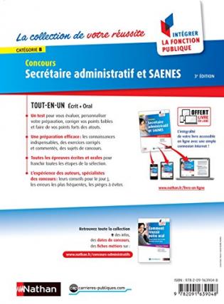 Concours Secrétaire Administratif Et SAENES | Viabooks